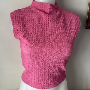 A&F Abercrombie Pink Textured Sleeveless Turtleneck Top